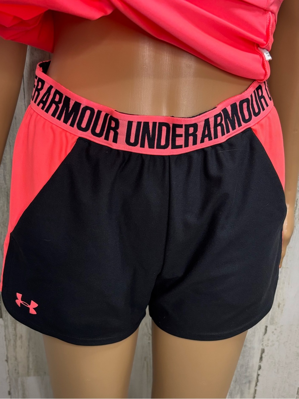 Under Armour Women’s Black & Neon Pink Athletic Shorts